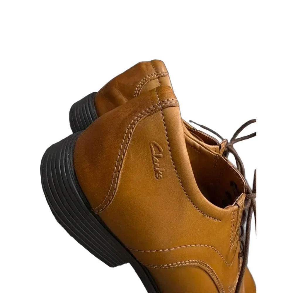 Clarks Tan Leather Plain Toe Derby Oxford